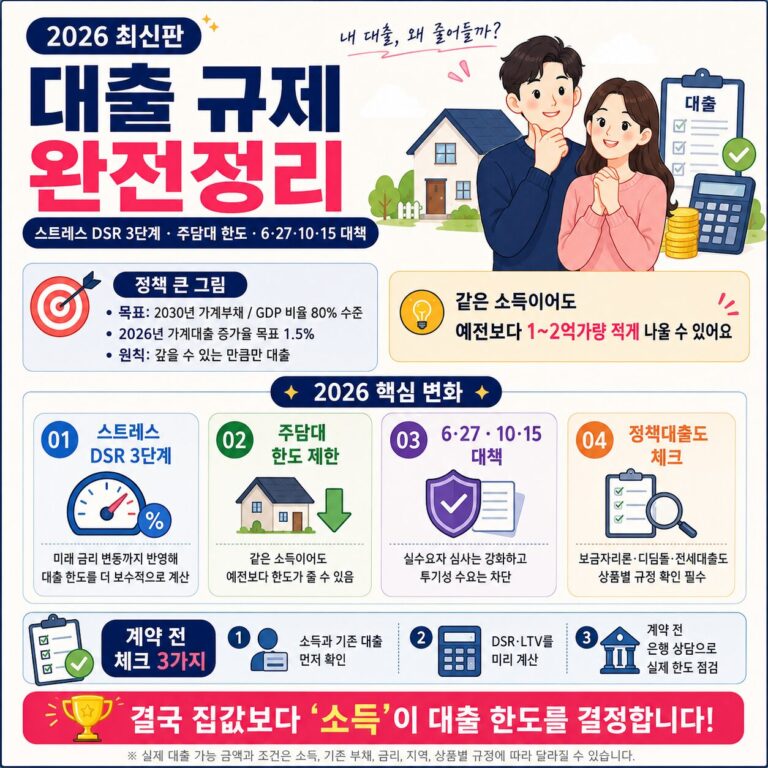 2026 대출규제 DSR 3단계, 주담대 한도, 10.15 대책